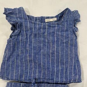 Blue Striped Skirt and Top Set